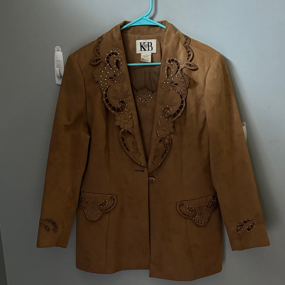 Women's Tan Embellished Blazer